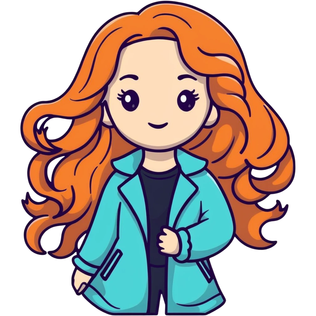 Stylish girl with long flowing wavy hair in fashionable outfit emoji