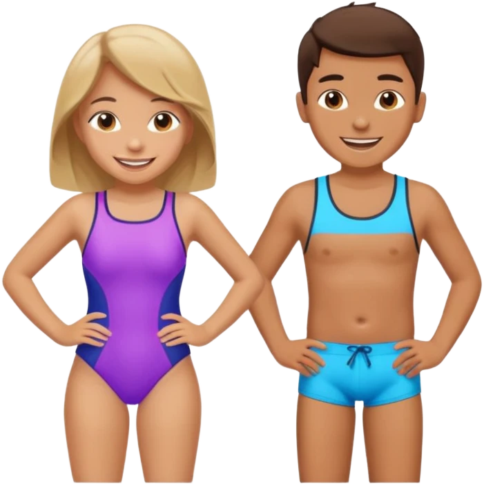 Girl and boy in swimsuit emoji