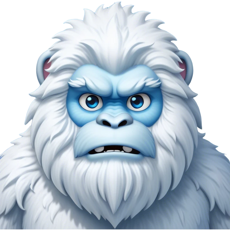 Cinematic Noble Yeti Portrait Emoji, Grand and enigmatic, with a towering, snow-dusted figure in pristine whites and cool blues, exuding ancient, mystical wisdom and stoic majesty, simplified yet exquisitely detailed with frosty textures, glowing with a gentle, icy outline that captures the awe-inspiring presence of a guardian of the frozen wilds! emoji