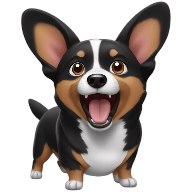 Black corgi yelling emoji