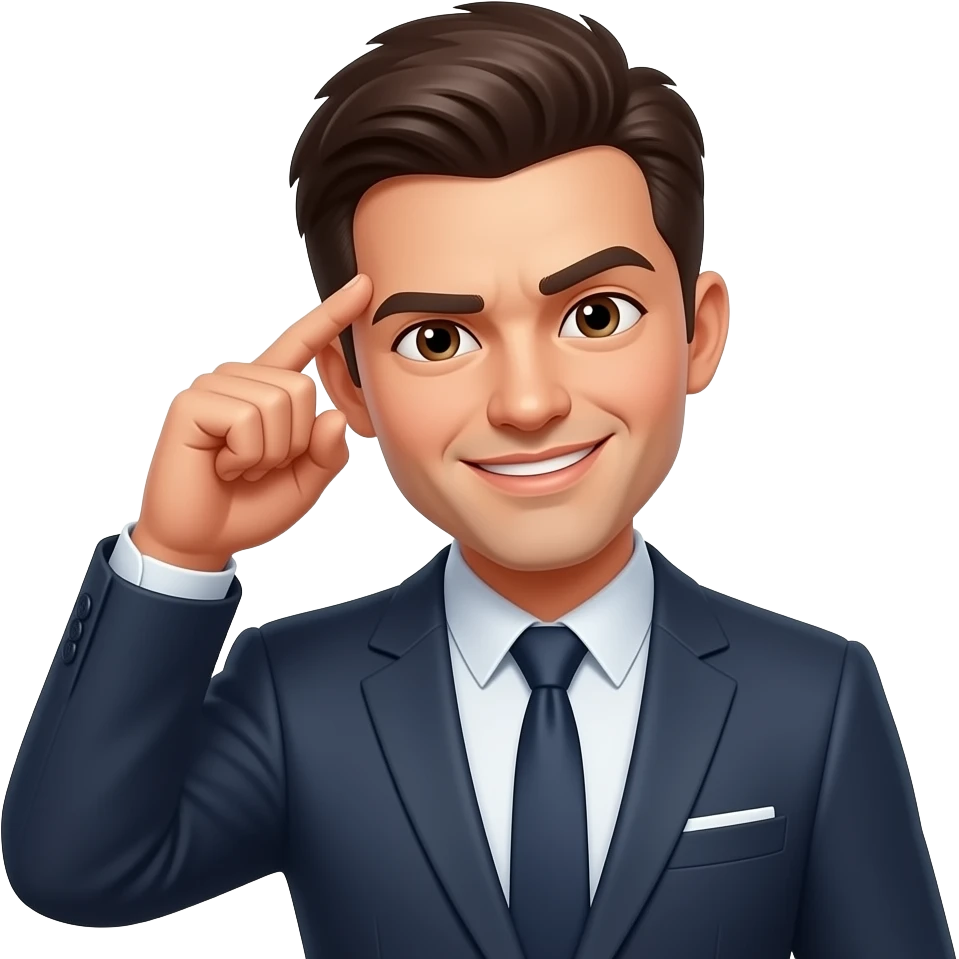 person tapping forehead looking smug and smart emoji