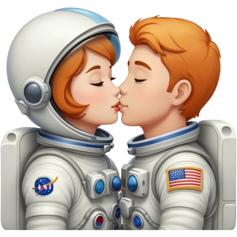 Astronaut couple kissing together  emoji