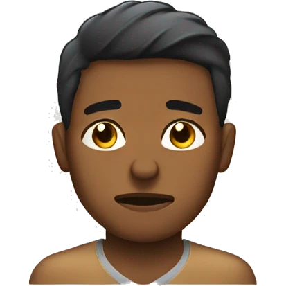 Young brown skin man tired and sweaty emoji