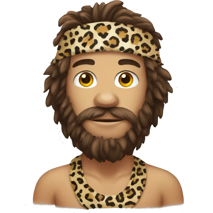 caveman emoji head with leopard print bandana emoji