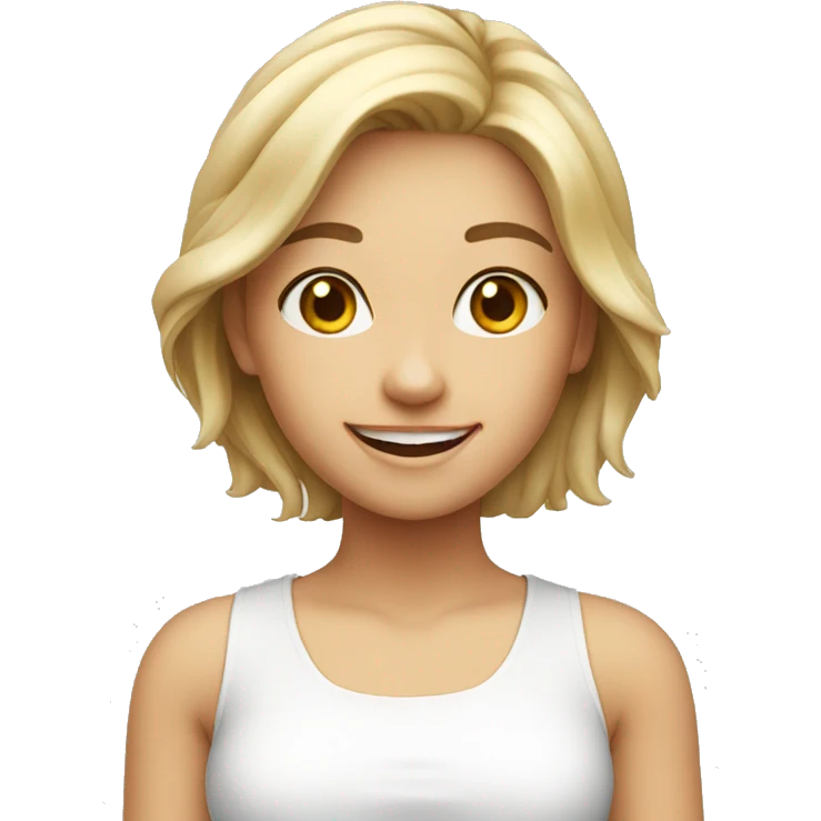smiling girl white top emoji