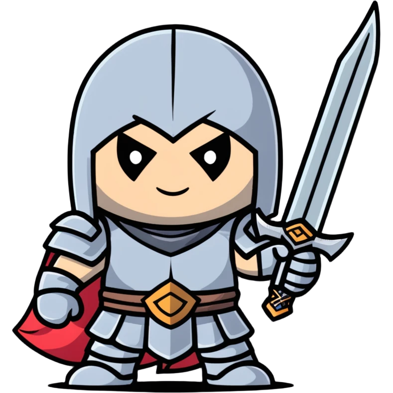 retro arcade fantasy warrior with big sword emoji