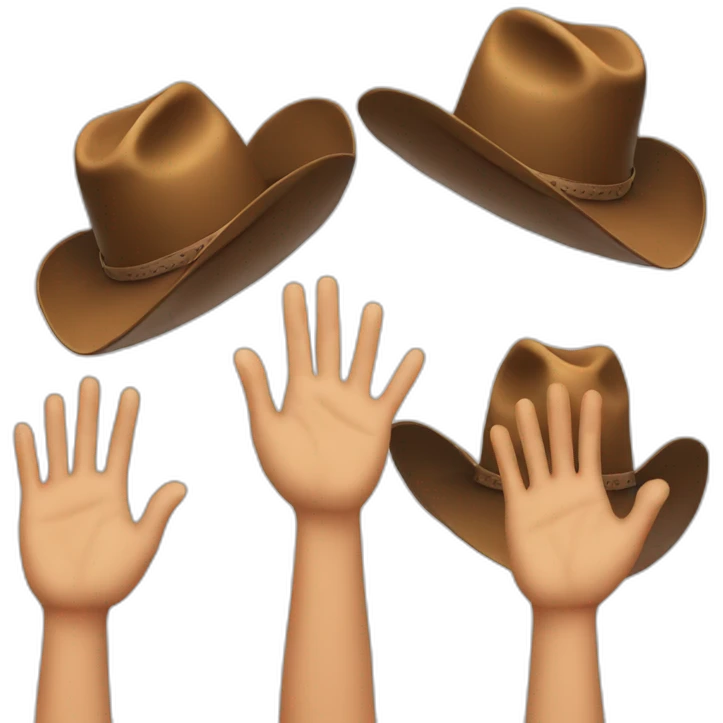 Raised hands with cowboy hats emoji