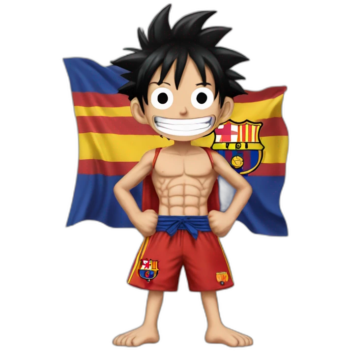Monkey D Luffy avec le maillot du barca emoji