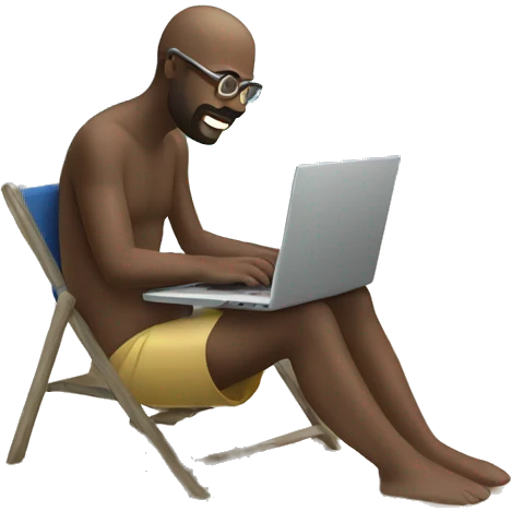 man with laptop on the beach emoji