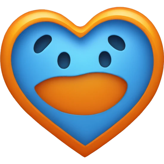 Coeur en bleu et orange  emoji