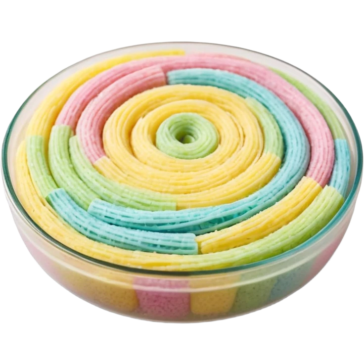 loose scatter of tiny colorful sugar strands vermicelli in pastel and bright tones pink yellow green blue thin cylindrical slightly curved matte slightly grainy texture casual sprinkle no bowl dessert or extras apple emoji style soft lighting subtle shadows emoji scale emoji