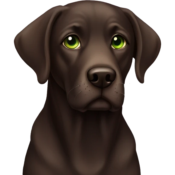Dark Brown Labrador with green eyes  emoji