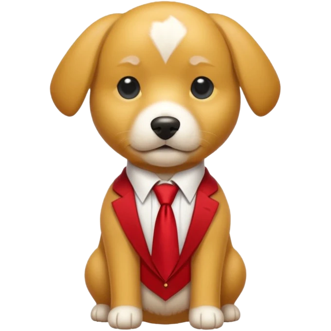 golden dog with white tie,red shirt cut body emoji