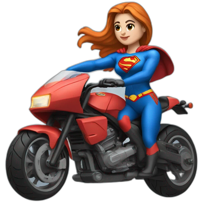 motorbike in superman dress and color emoji