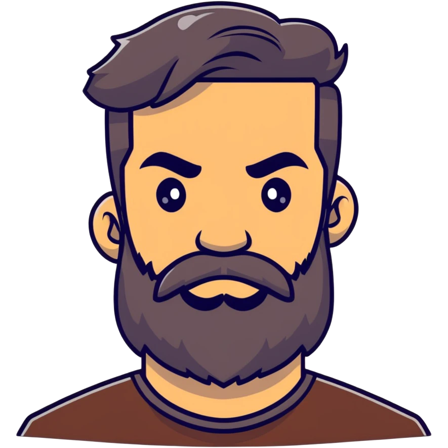 man with thick beard and distinct heavy eyebrows emoji
