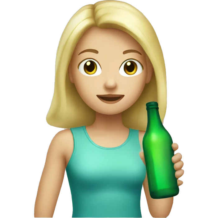 blond girl with a green bottle emoji