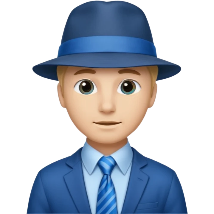 Blue neck tie with hat man emoji