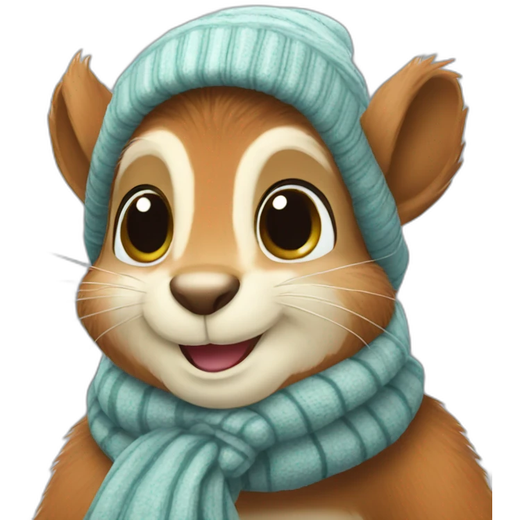 squirrel with scarf in winter emoji