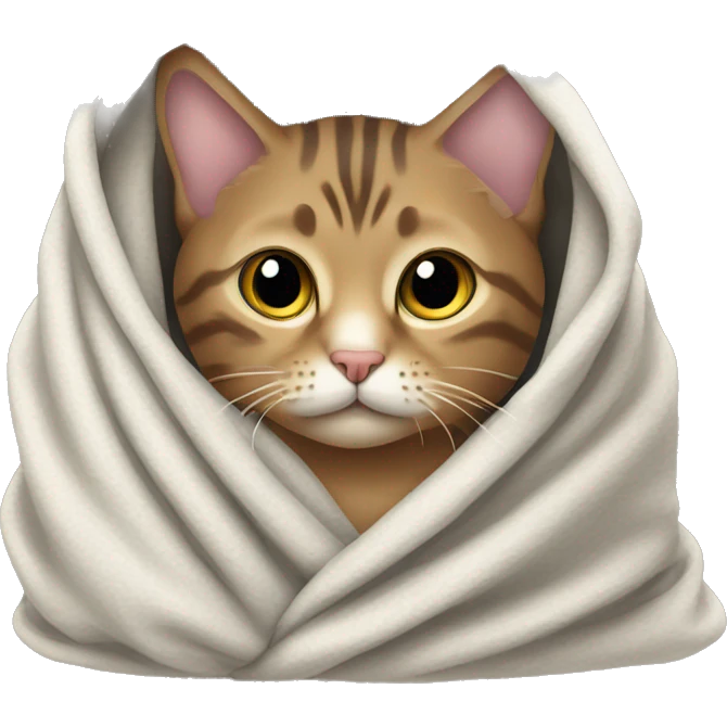tabby cat wrapped in blanket emoji