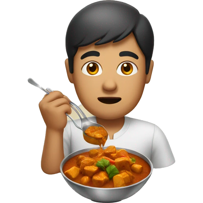 Asian man eating indian curry emoji