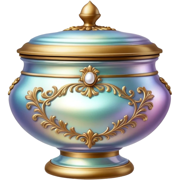 Iridescent body cream in vintage Victorian container  emoji