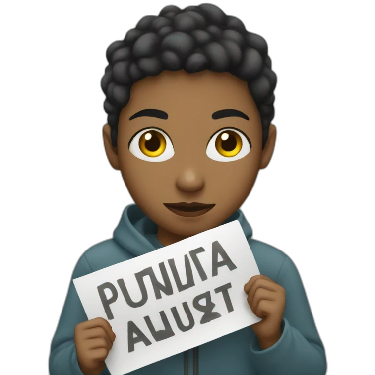 young person with protest sign emoji