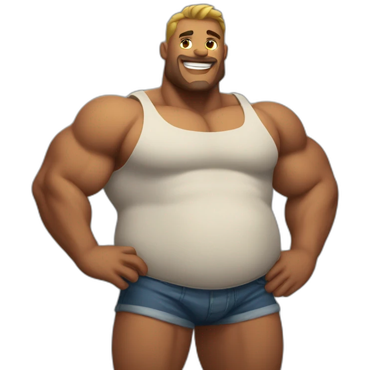 A muscular man with a big belly emoji