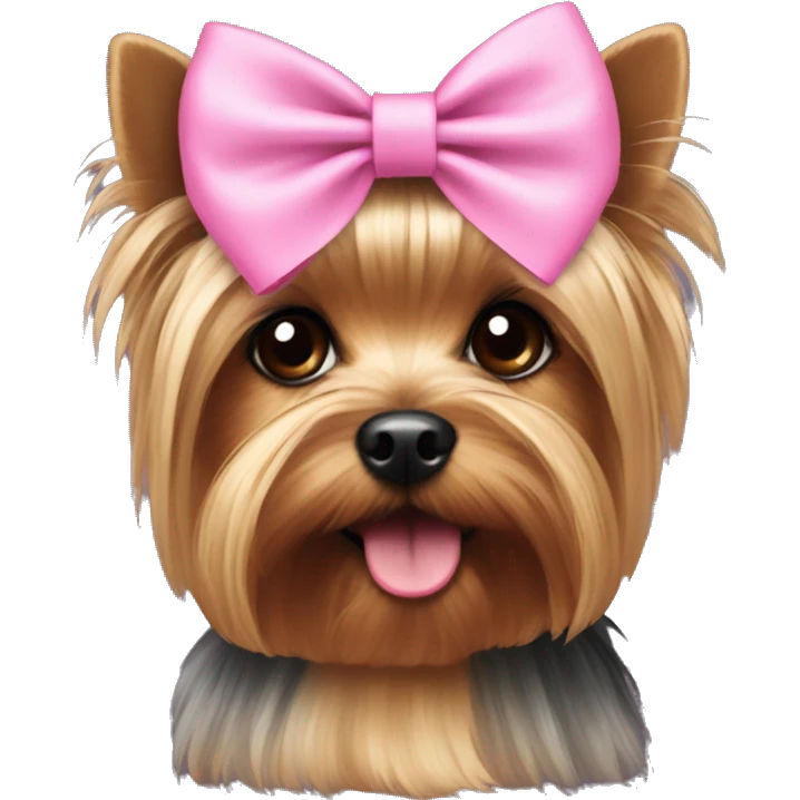 Yorkie with a pink bow on emoji