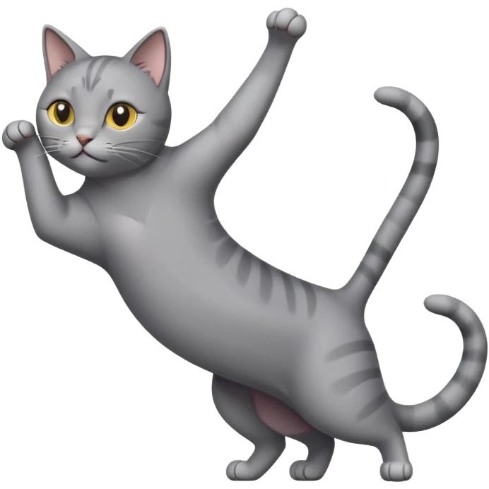 gray cat stretching emoji