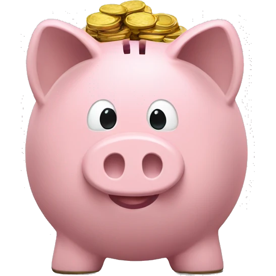 piggy bank with lots of coins emoji