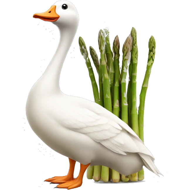 goose with long tall asparagus head emoji