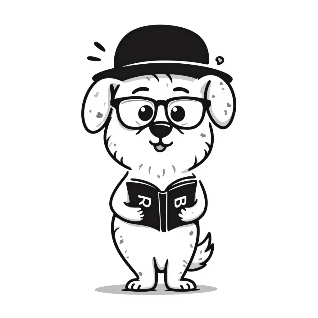 dog in a professor's hat and glasses emoji
