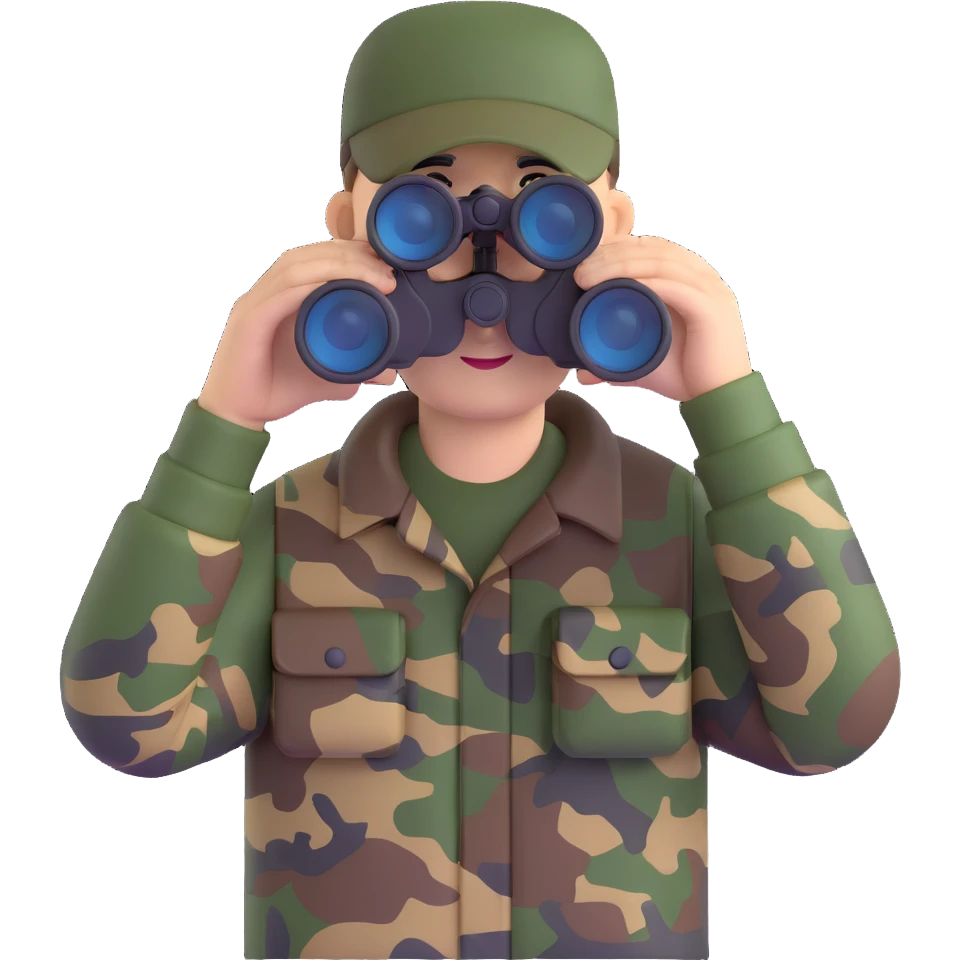 hunter with binoculars and camouflage emoji