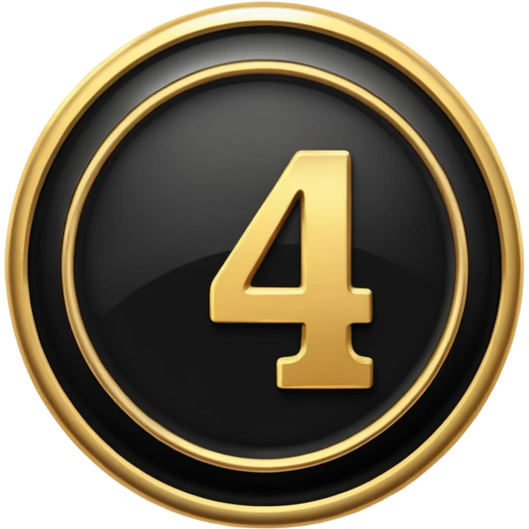 Make a round badge for a paid subscription out of black stone and gold with the number 4 emoji