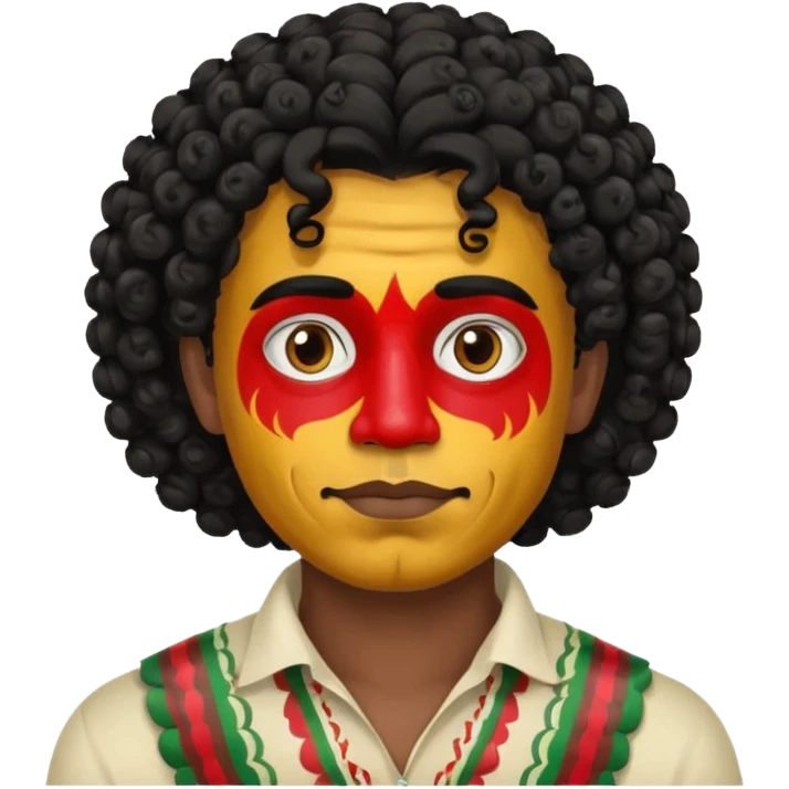 painted face mexican theme, curly hair, male emoji