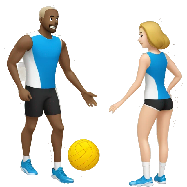 white man and woman play volleyball over the volleyball net emoji