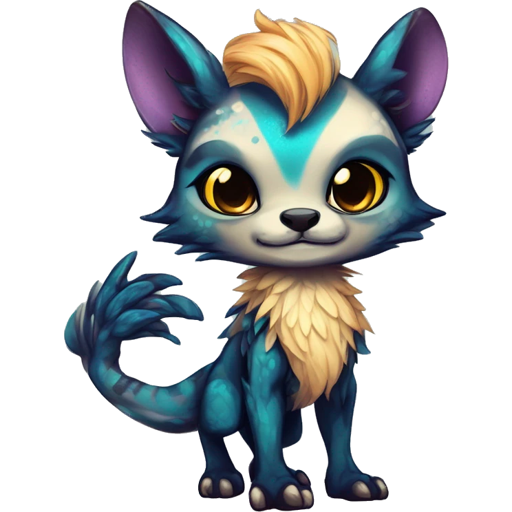Cool cute Kawaii edgy fantasy shiny chibi animal creature fursona Fionbri vernid by griffsnuff & LiLaiRa & Falvie full bodyal emoji