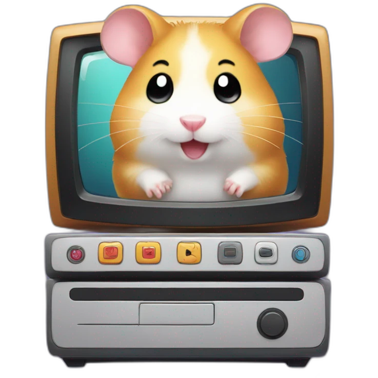 cute hamster streaming her playing tv game emoji