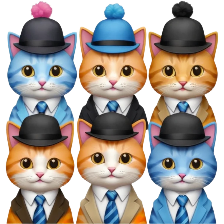 cat with ties and hats diffrents cats emoji