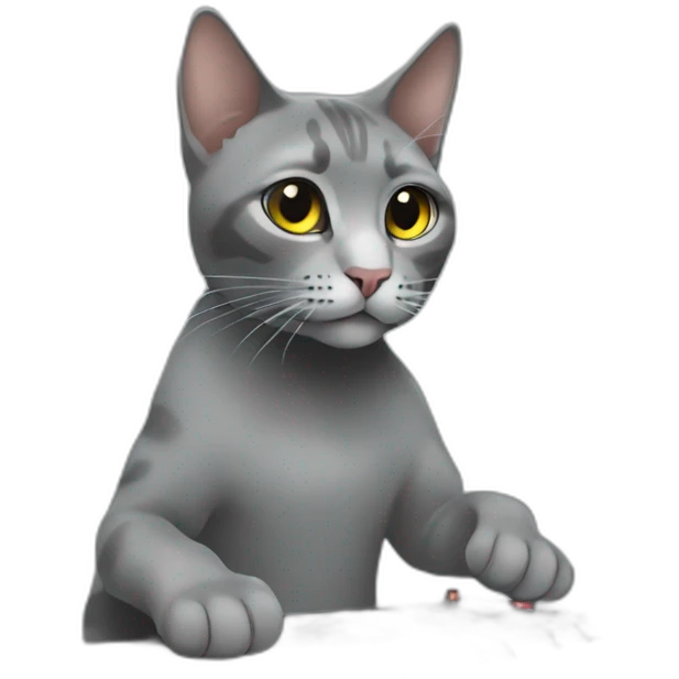 a grey tabi cat djing emoji