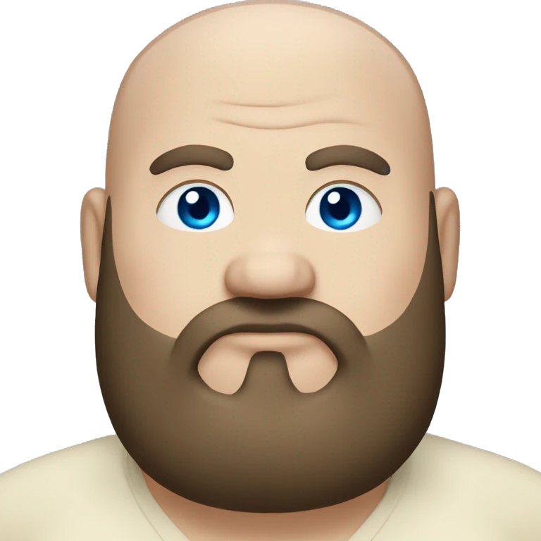 a fat white man with blue eyes and a brown goatee and bald emoji