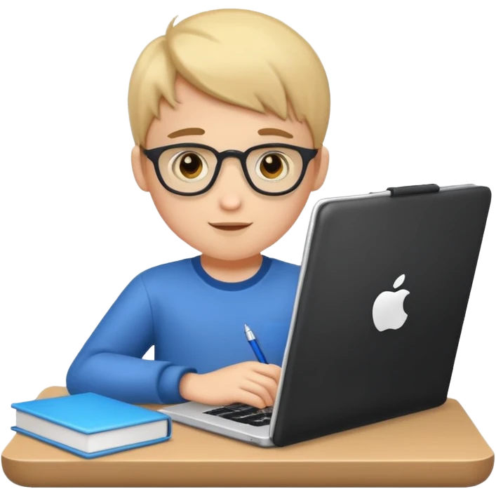 Cute boy programmer with notebook emoji