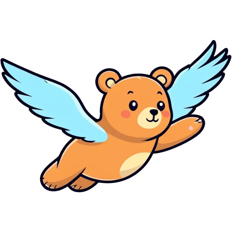 Cute bear flying in commercial plane emoji