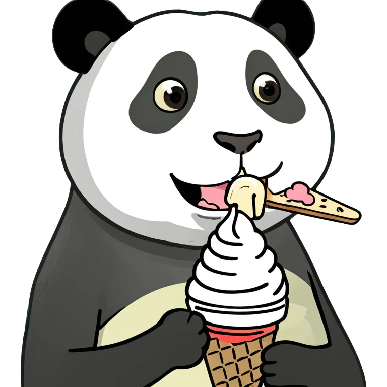 Panda eating ice cream emoji