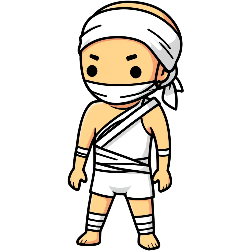 injured man with a bandage, cartoonish sticker style emoji