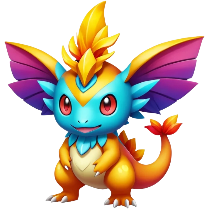 Elemental magical colorful exotic animesque Pokémon-Fakémon-creature, (full body) emoji