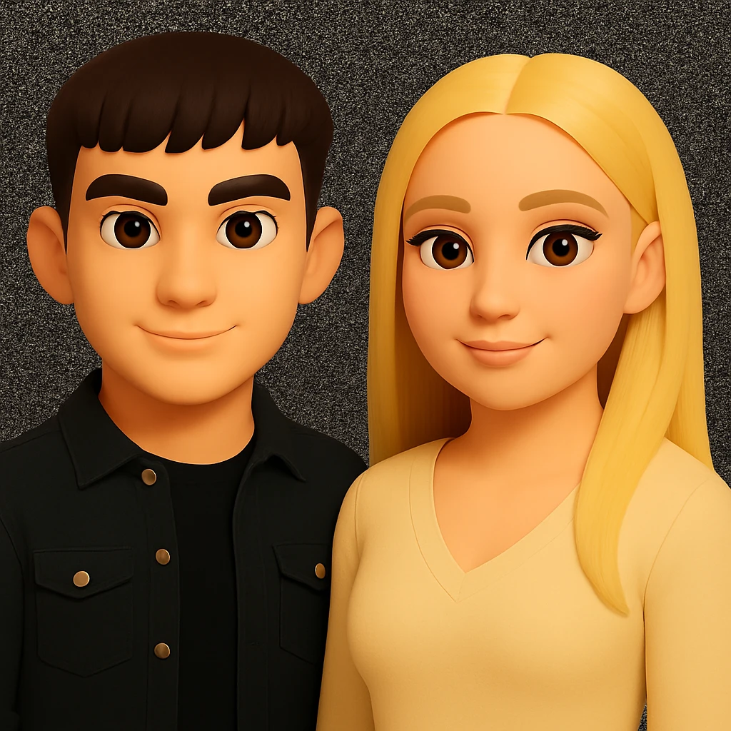 Keep the image unchanged except slightly spread the people apart from each other. Preserve the original style and background as is. emoji