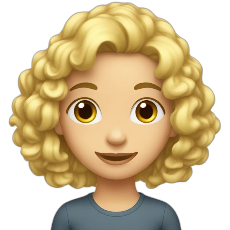 Fille avec des cheveux longs bouclés blond qui surf emoji