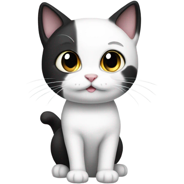 Black and white cat full body cute emoji