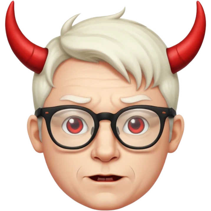 Short white male with glasses, devil  emoji